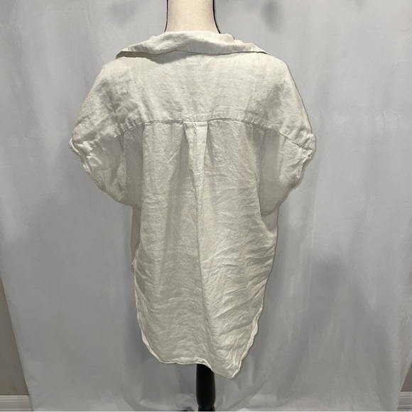 Banana Republic cream linen cap sleeve breezy button front oversized blouse - Picture 4 of 7